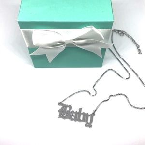 Baby Old English Custom Handcrafted Titanium Stainless Steel Statement Necklace